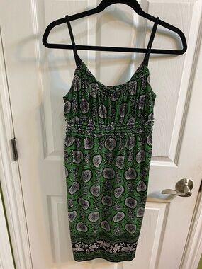Max Studio Black Green Braided Strap  Empire waist dress party Women’s Medium